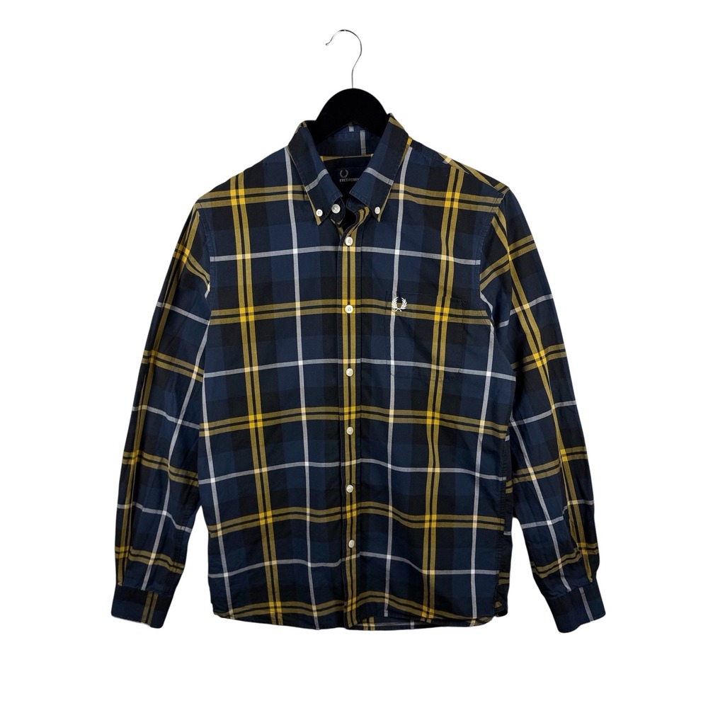 FRED PERRY Long Sleeve Multicolor Plaid Shirt Men's Size M, 100% Cotton